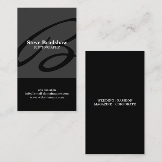 Modernes Monogramm-Grau Visitenkarte (Vorne/Hinten)