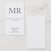 Modernes Monogramm Grau Weiß Minimalistisch Schlic Visitenkarte (Vorne/Hinten)