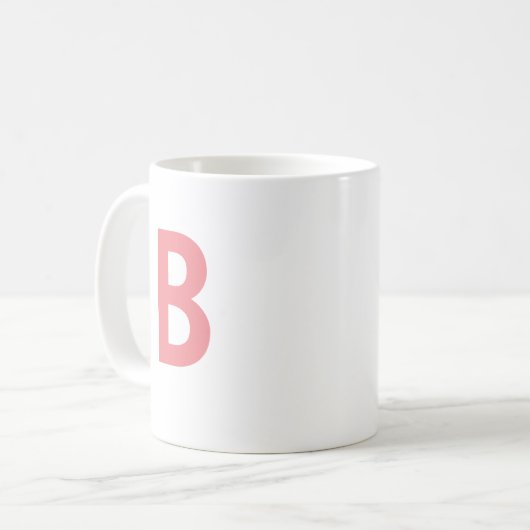 Modernes Monogramm Große Letter-Rose Rosa Kaffeetasse (Vorderseite Links)