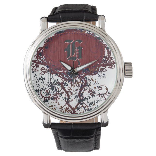 Modernes Monogramm H Armbanduhr (Vorderseite)