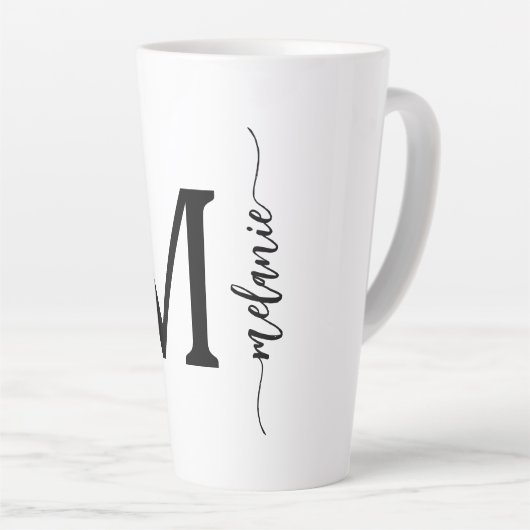 Modernes Monogramm handgeschriebenes Geschenk für Milchtasse (Rechte Ecke)
