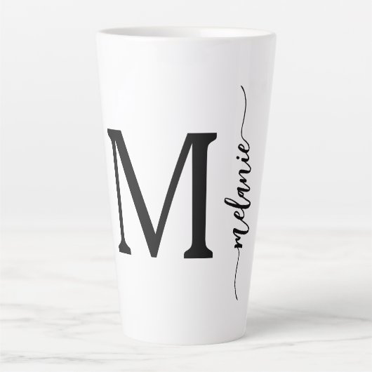Modernes Monogramm handgeschriebenes Geschenk für  Milchtasse (Vorderseite)