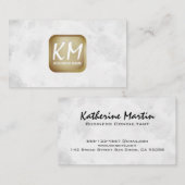 Modernes Monogramm | Hintergrund der weißen Textur Visitenkarte (Vorne/Hinten)