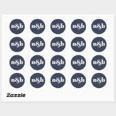 Modernes Monogramm-Hochzeitsticker Runder Aufkleber (Blatt)