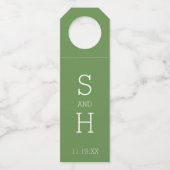 Modernes Monogramm Hochzeitsweiß MCM Muster Flaschenanhänger (Vorderseite)