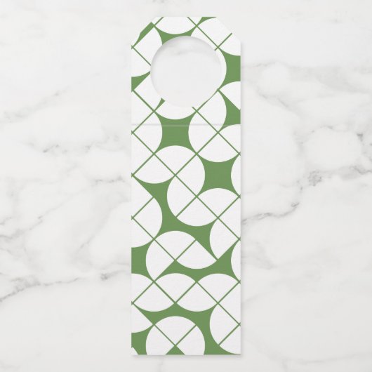 Modernes Monogramm Hochzeitsweiß MCM Muster Flaschenanhänger (Rückseite)