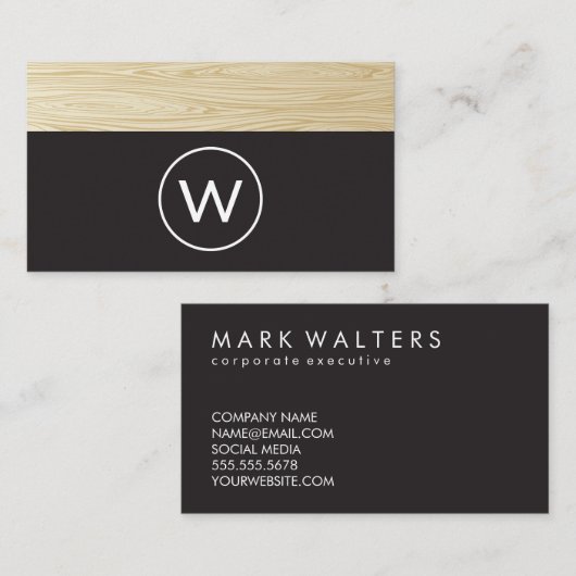 Modernes Monogramm | Holzschnitt Visitenkarte (Vorne/Hinten)