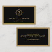 MODERNES MONOGRAMM IN Black & Gold Visitenkarte (Vorne/Hinten)
