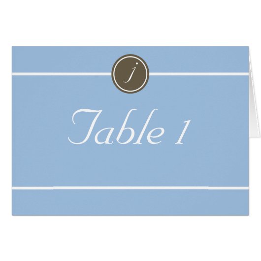 Modernes Monogramm in Blau-Braun-Tischnummer (Vorderseite (Horizontal))