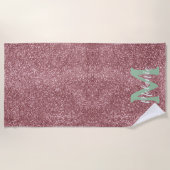 Modernes Monogramm in rosa Glitzer - Personalisier Strandtuch (Vorderseite)