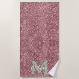 Modernes Monogramm in rosa Glitzer - Personalisier Strandtuch