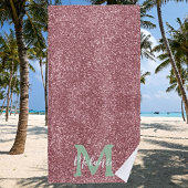 Modernes Monogramm in rosa Glitzer - Personalisier Strandtuch