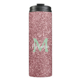 Modernes Monogramm in rosa Glitzer - Personalisier Thermosbecher