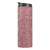 Modernes Monogramm in rosa Glitzer - Personalisier Thermosbecher (Nach rechts gedreht)