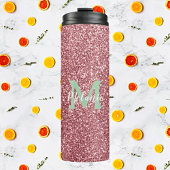 Modernes Monogramm in rosa Glitzer - Personalisier Thermosbecher