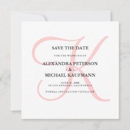 Modernes Monogramm in rosa Save the Date elegant