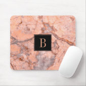 Modernes Monogramm in Rosa und Grau mit Marmortext Mousepad (Mit Mouse)