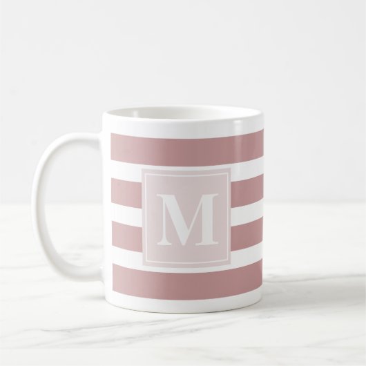 Modernes Monogramm in Rosa und Weiß Kaffeetasse (Links)