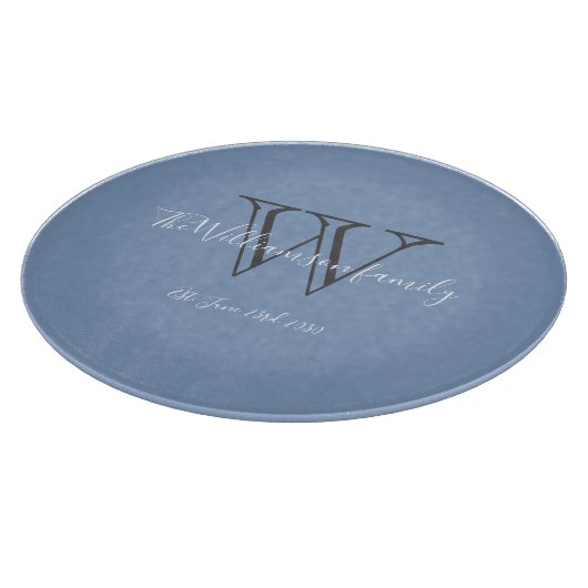 Modernes Monogramm Initial- + Familienname Chic Schneidebrett (Ecke)