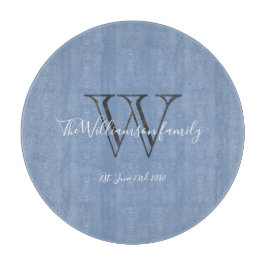 Modernes Monogramm Initial- + Familienname Chic Schneidebrett