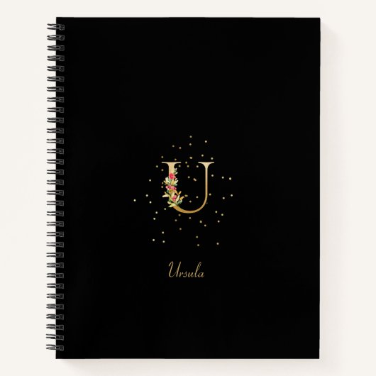 Modernes Monogramm Initial Letter U Floral Muster Notizblock (Vorderseite)
