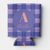 Modernes Monogramm Kariert Lila Dosenkühler (Vorderseite)