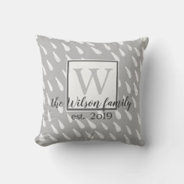 modernes Monogramm-Kissen in Grau und Weiß Kissen