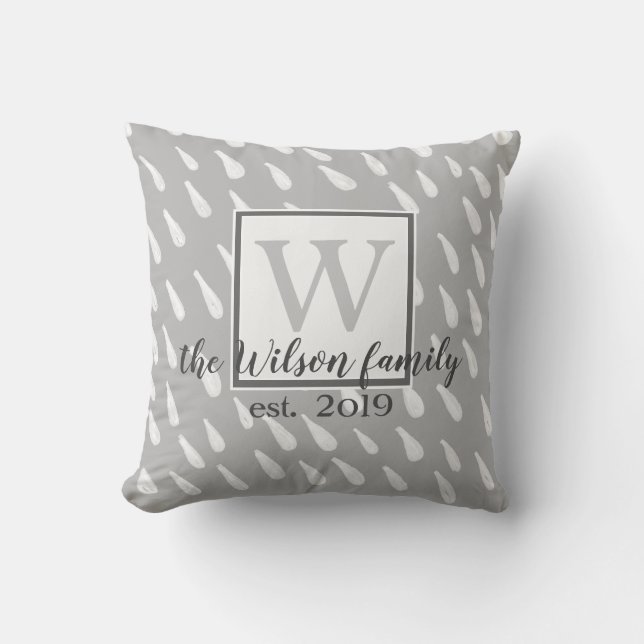 modernes Monogramm-Kissen in Grau und Weiß Kissen (Vorderseite)