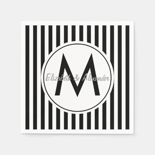 Modernes Monogramm, kundenspezifisch gestreift Serviette (Vorderseite)