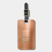 Modernes Monogramm Kupfermetall Gepäckanhänger (Vorderseite vertikal)