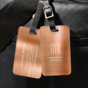 Modernes Monogramm Kupfermetall Gepäckanhänger