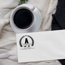 Modernes Monogramm Laurel, kundenspezifische Rücks Gummistempel