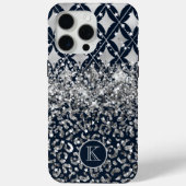 Modernes Monogramm-Leopardenprint Glitter personal Case-Mate iPhone Hülle (Rückseite)