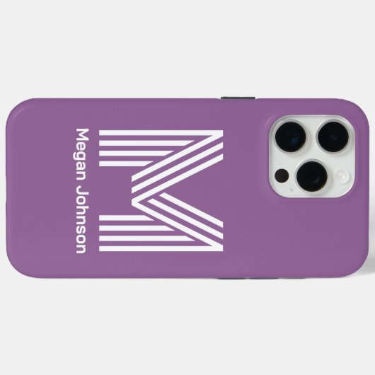 Modernes Monogramm Lila Case-Mate iPhone Hülle (Rückseite (Horizontal))