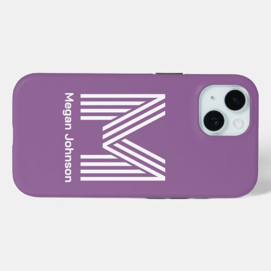 Modernes Monogramm Lila Case-Mate iPhone Hülle (Rückseite (Horizontal))