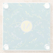 Modernes, monogramm-lila-gelbes Beerenmuster Glasuntersetzer (Rückseite)