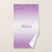 modernes monogramm lila Glitzer Badhandtuch Set (Handtuch)