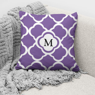 Modernes Monogramm-Lila Muster Kissen