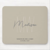 Modernes Monogramm-Logo Beige Berater Mousepad (Vorne)