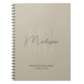 Modernes Monogramm-Logo Beige Berater Notizblock (Vorderseite)