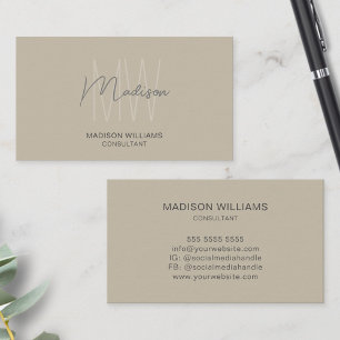 Modernes Monogramm-Logo Beige Berater Visitenkarte