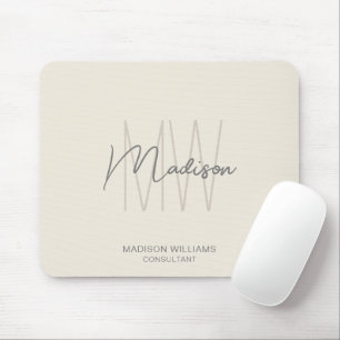 Modernes Monogramm-Logo Creme Beiger Berater Mousepad