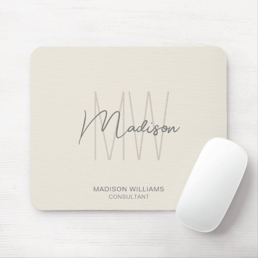 Modernes Monogramm-Logo Creme Beiger Berater Mousepad (Mit Mouse)