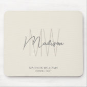 Modernes Monogramm-Logo Creme Beiger Berater Mousepad (Vorne)