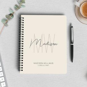 Modernes Monogramm-Logo Creme Beiger Berater Notizblock