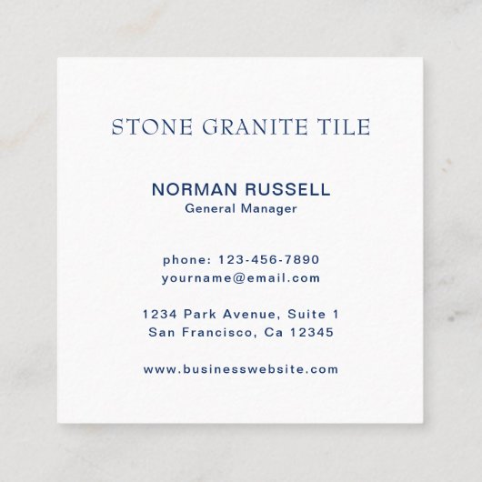 Modernes Monogramm-Logo für Aquarellfarben, blau Quadratische Visitenkarte (Rückseite)