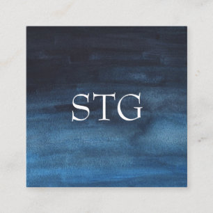 Modernes Monogramm-Logo für Aquarellfarben, blau Quadratische Visitenkarte