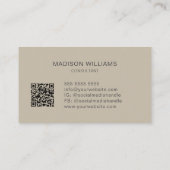 Modernes Monogramm-Logo QR-Code Beige Berater Visitenkarte (Rückseite)
