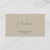 Modernes Monogramm-Logo QR-Code Beige Berater Visitenkarte (Vorderseite)