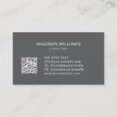 Modernes Monogramm-Logo QR-Code Grau Consultant Visitenkarte (Rückseite)